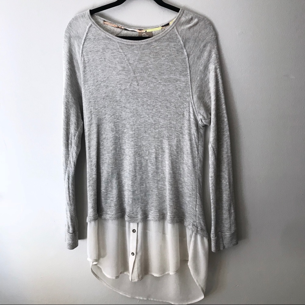 Anthro Dolan Layered Gray Sweatshirt Tunic Top